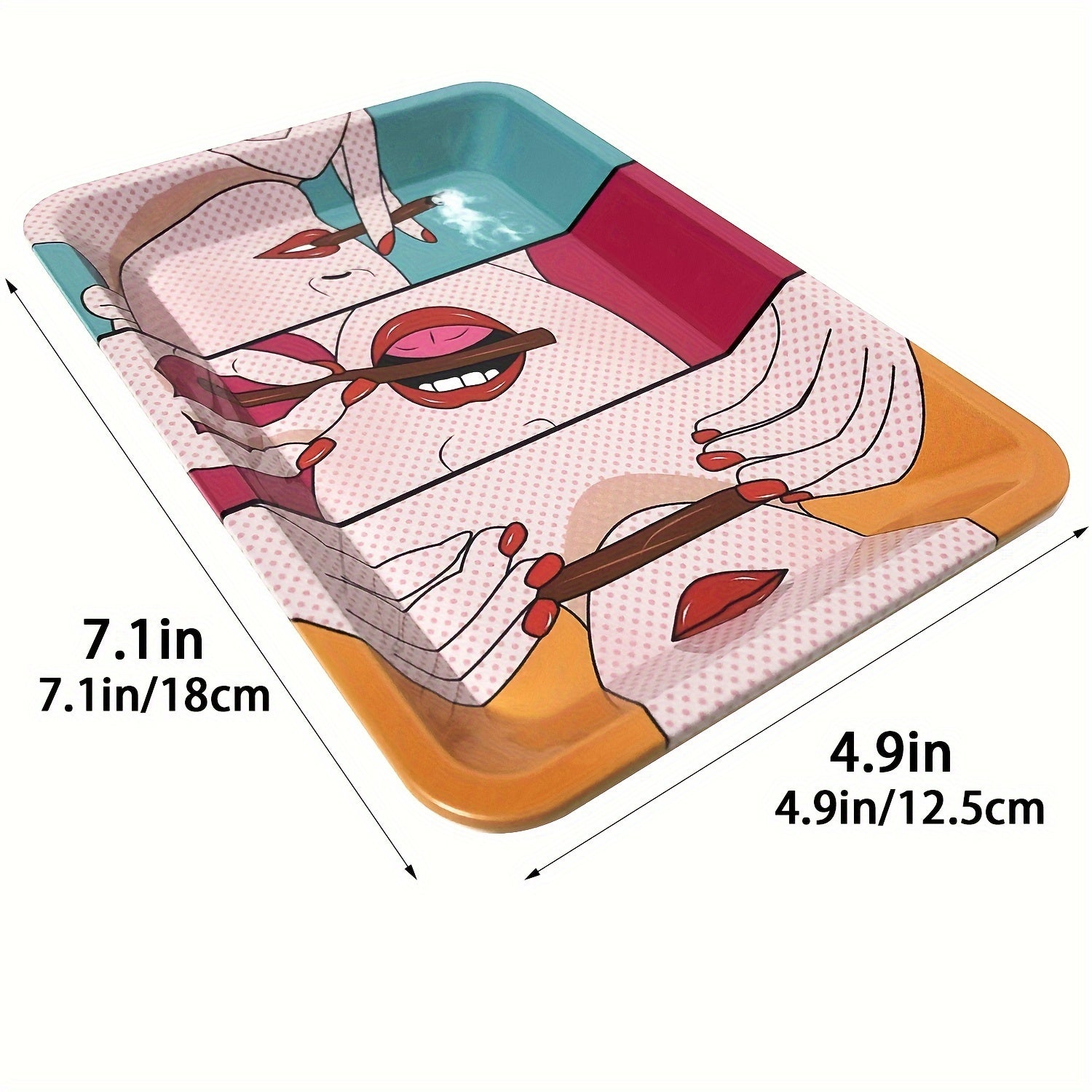 Metal Vintage Style Tray for Tobacco Accessories, 18.03cm x 12.45cm