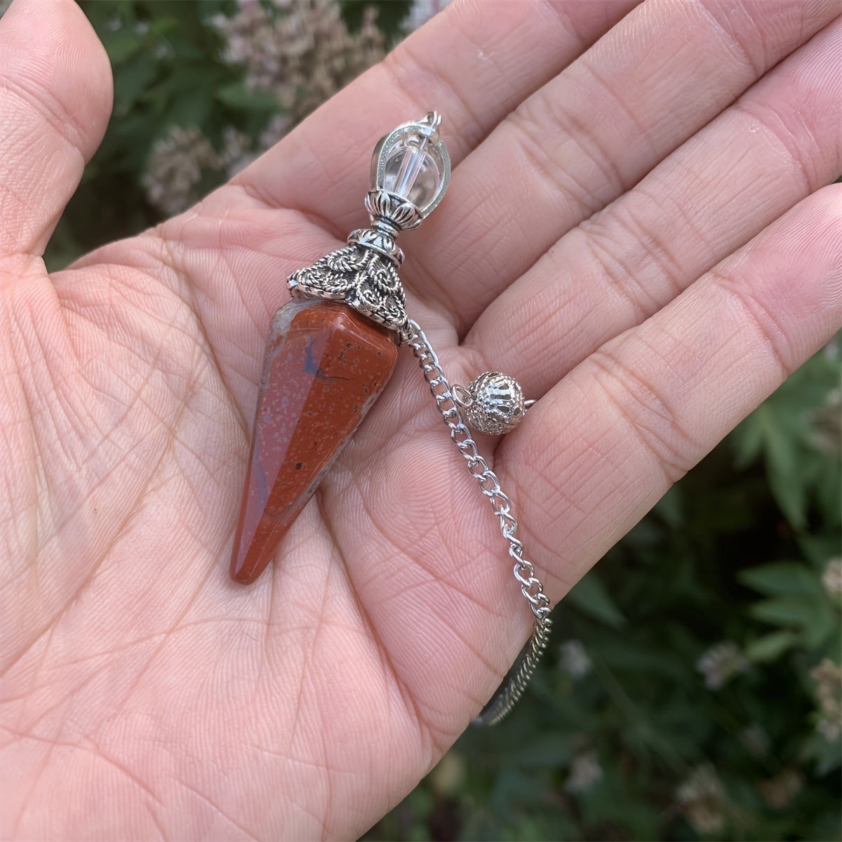 Natural Six Pyramid Crystal Pendulum Hanging Ornament Multi-Colored Gemstone Jewelry