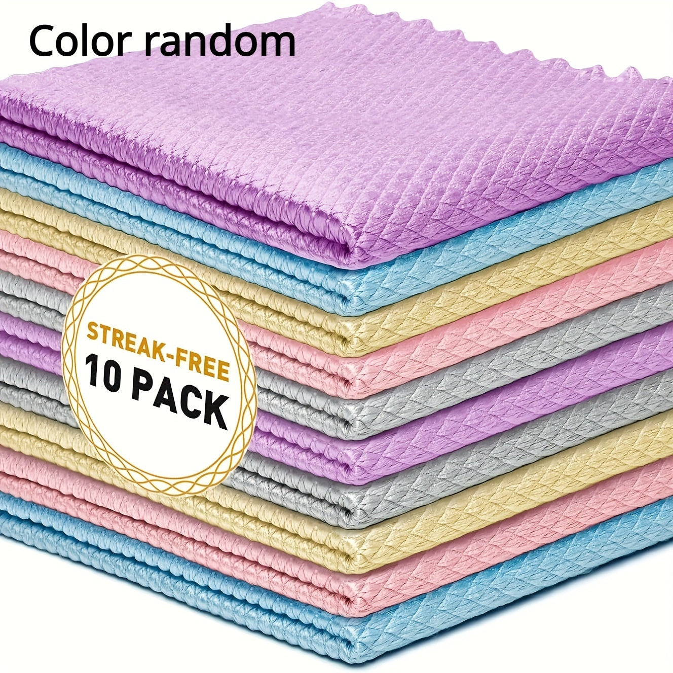 Paquete de 10 paños duraderos con patrón de escamas de pescado, tejidos en poliéster, toallas de limpieza multiusos