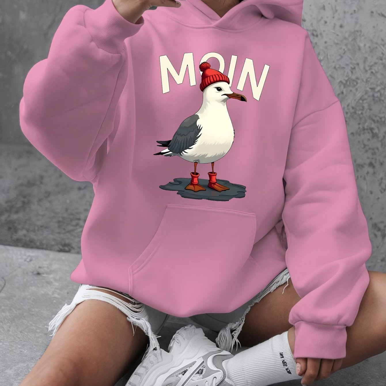 Толстовка для женщин больших размеров с длинными рукавами, красная, с карманами, повседневная, осень-зима