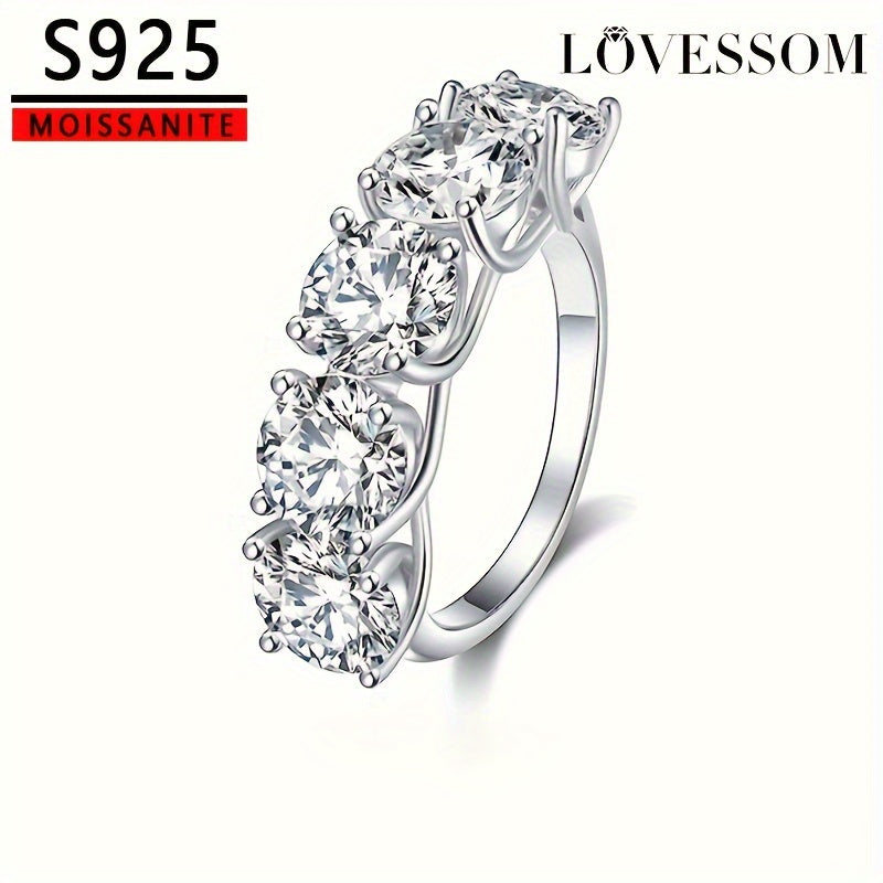 Moissanite Wedding Ring Silver 925 Unique Design Elegant Style Gift Box