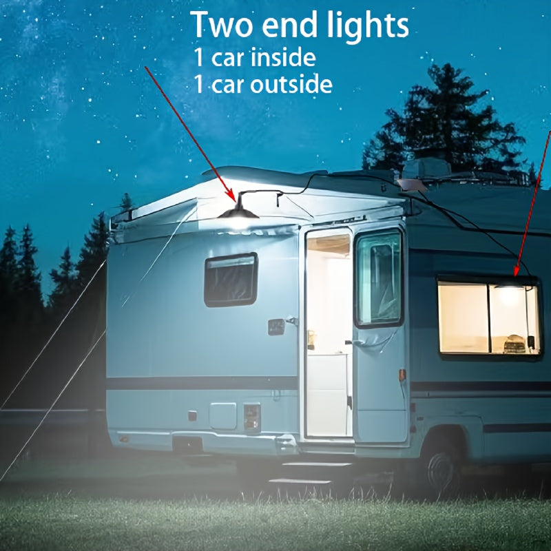 Наружный солнечный подвесной свет с двумя головками LED для кемпинга на автофургоне, украшение для патио