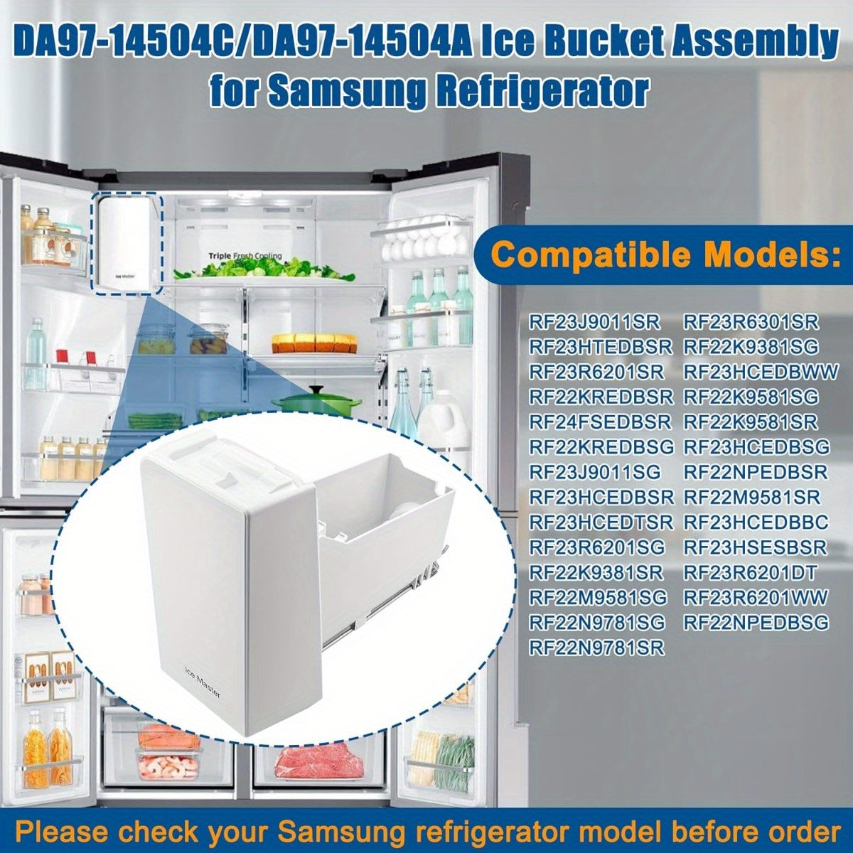 Ice Container Replacement Tray Plastic for Refrigerator Ice Maker