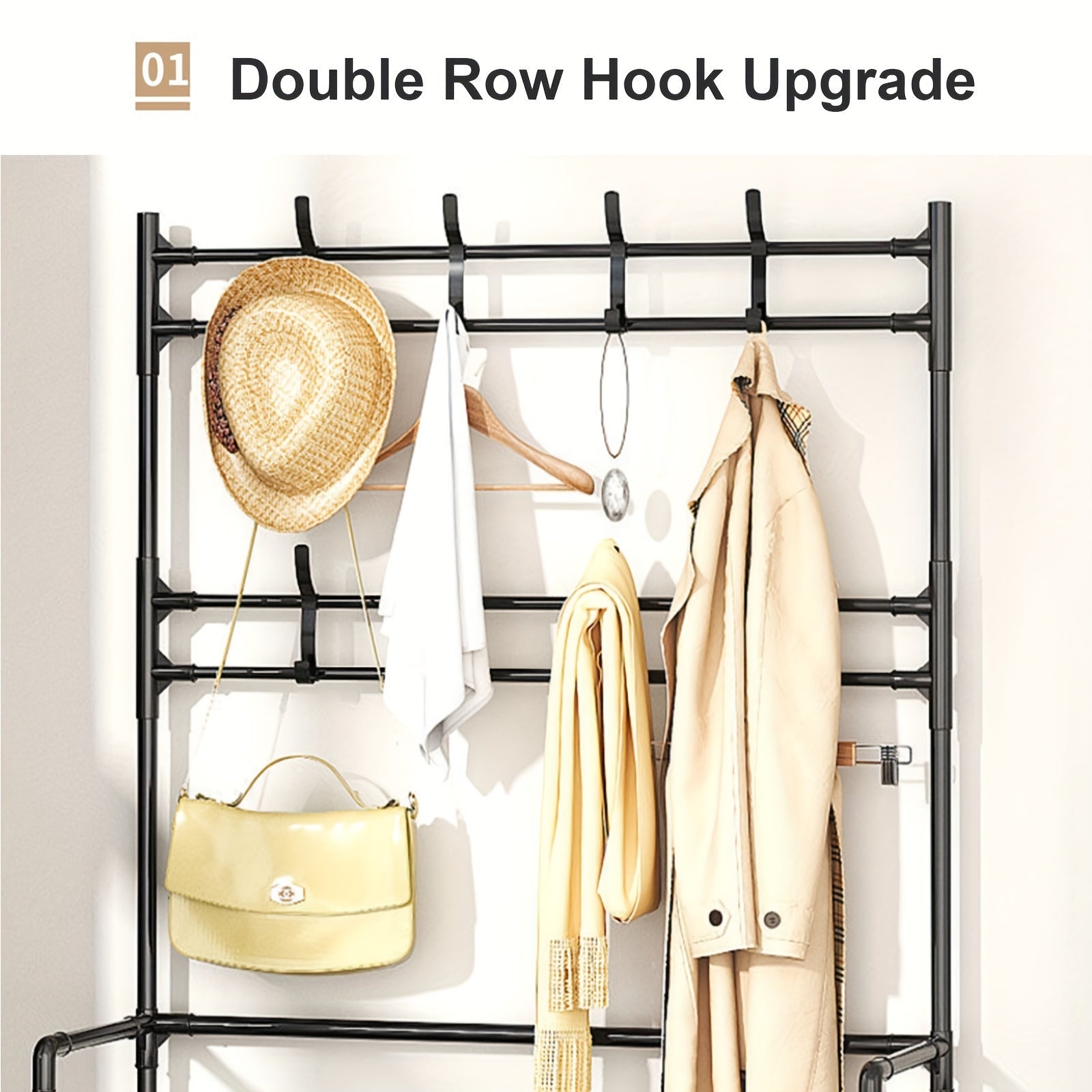 Multi-Functional 4/5-Tier Entryway Organizer Shoe Rack Hooks for Keys Coats Hats