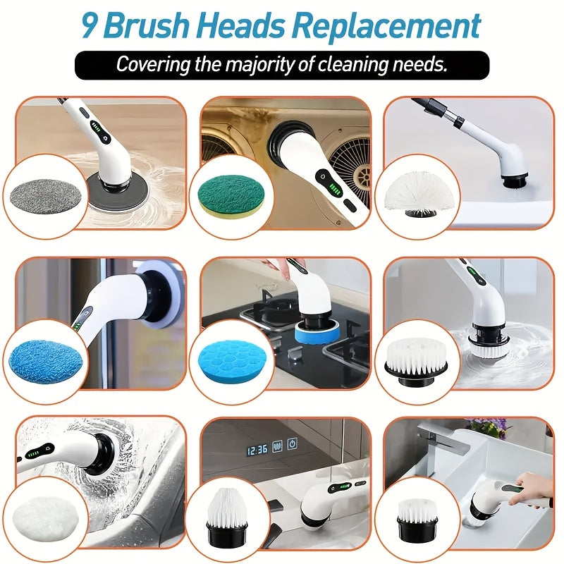 Electric Spin Scrubber 2024 Cordless Rechargeable 7-in-1 Cleaning Brush with Adjustable Speed and Detachable Handle