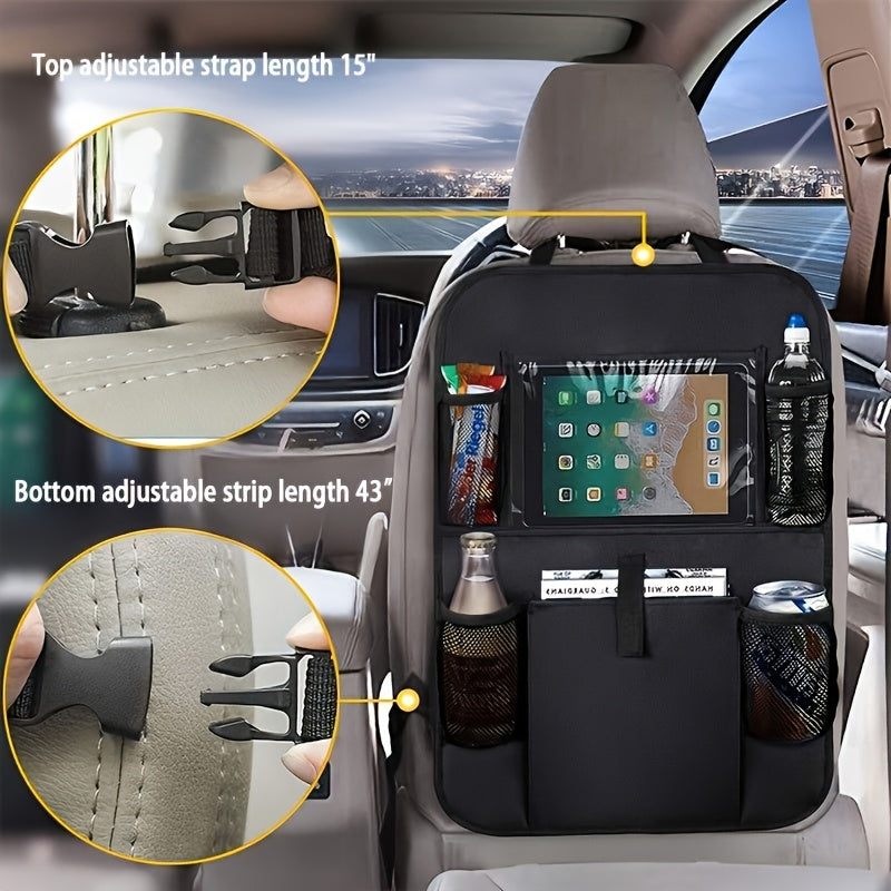 Organizador trasero para asiento de coche de tela Oxford, almacenamiento 3 en 1 con bolsillo para tableta