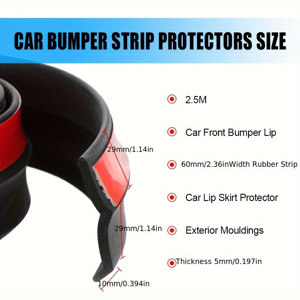 Universal Rubber Car Bumper Lip Protector 2.5m Exterior Moldings Skirt