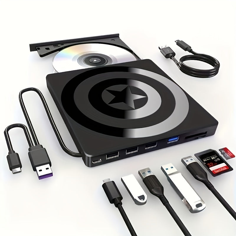 External Portable DVD Drive USB Type-C CD DVD VCD Burner Reader for Windows Mac