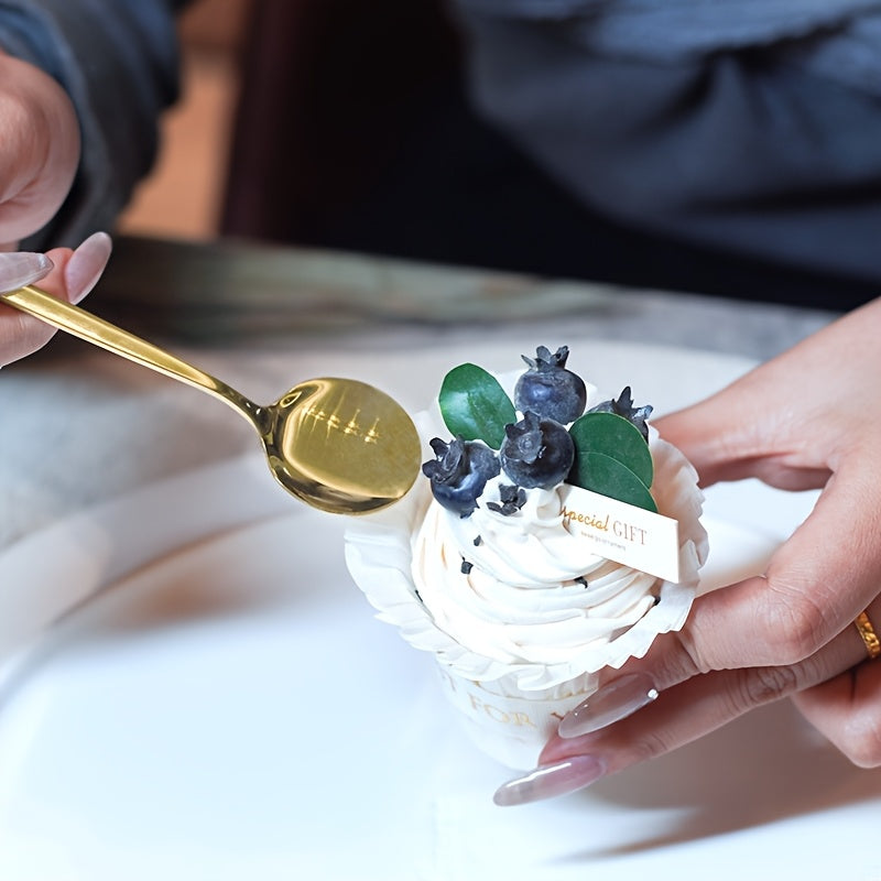 30pc Golden Stainless Steel Flatware Set Rust-Resistant Cutlery for Home Kitchen Restaurant