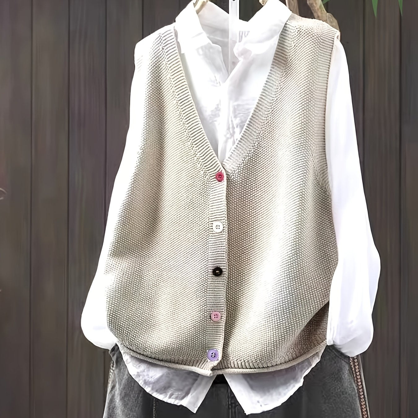 Plus Size Women's V-Neck Sleeveless Cardigan Open Front Lightweight Layering Bottoms