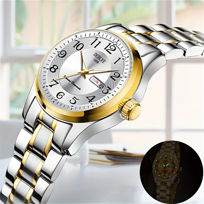 Women's Watch Ultra-Thin Steel Strap Quartz Luminous Week Calendar Light Luxury