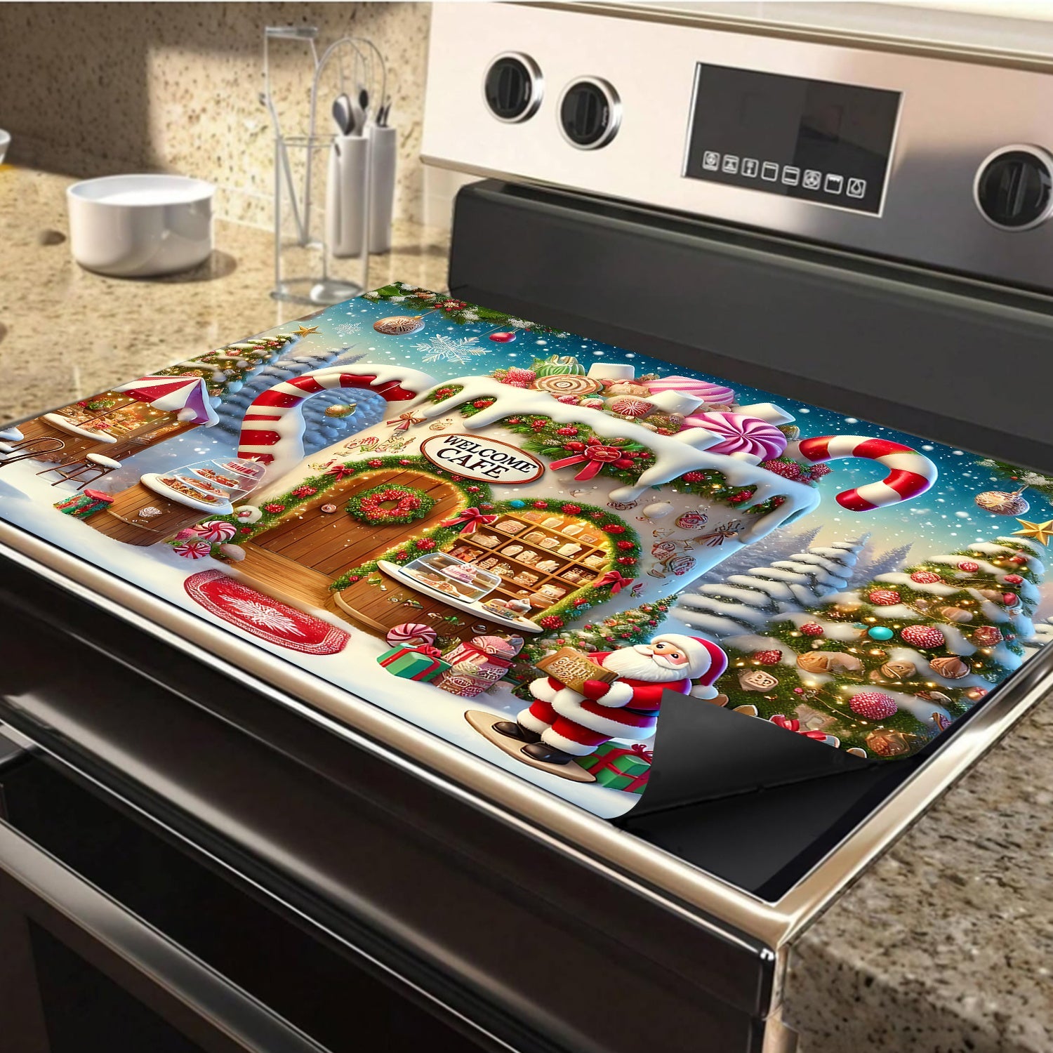 Festive Christmas Stove Top Protector Waterproof Scratch-Resistant Heat-Resistant Cover