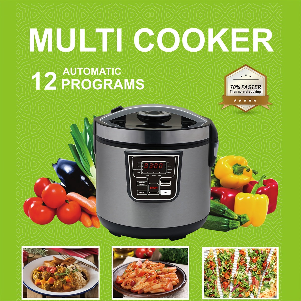 Olla arrocera eléctrica de acero inoxidable de 5L para hogares, dormitorios y cocinas, 12-15 tazas