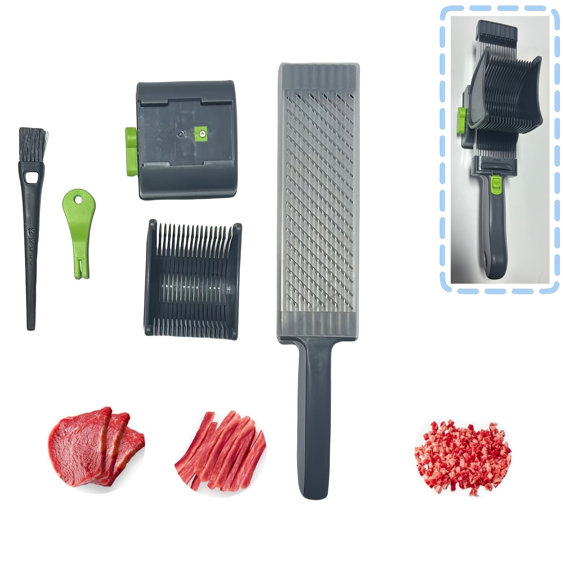 Stainless Steel and ABS Handheld Meat Cutter 8-in-1 Kitchen Slicer Dicer Grinder