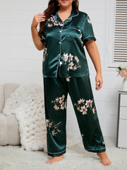 Rang-barang gullli pijama to'plami, kattalar uchun, barcha mavsumlar, katta o'lchamlar, qisqa qo'lqop