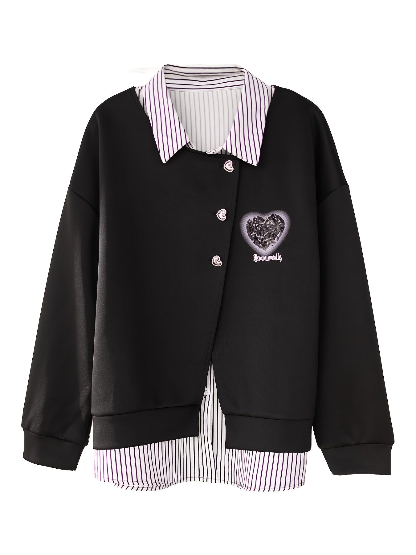 Women's Striped Patchwork Polo Collar Sweatshirt for Spring Flattering Fit
