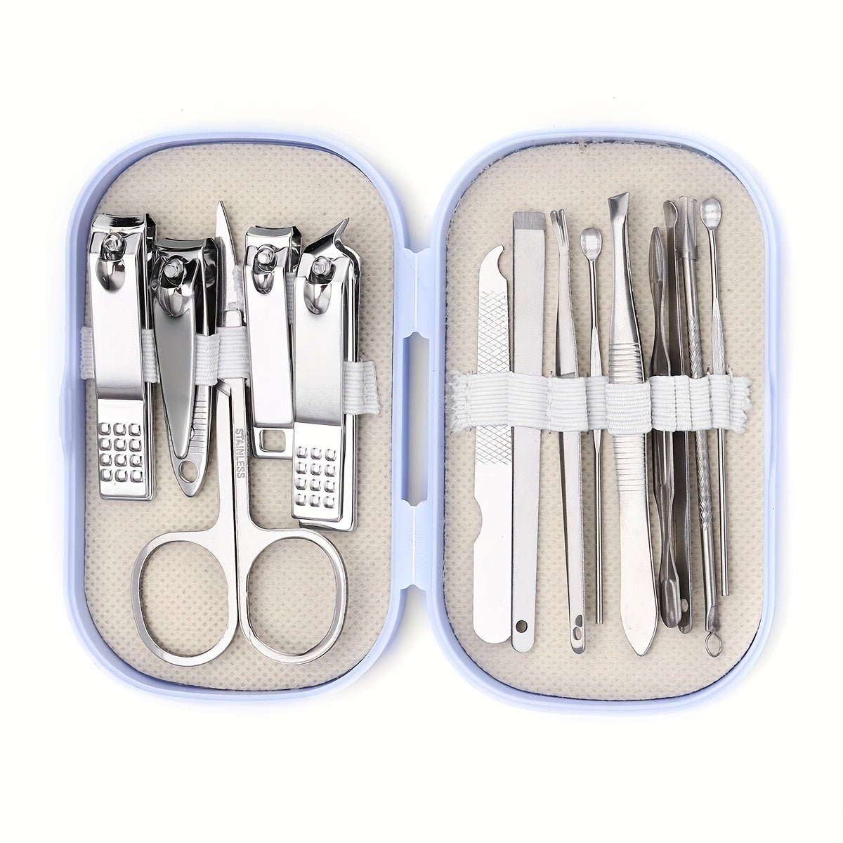 Unisex Stainless Steel Nail and Foot Care Tools Set 14 Pieces in Portable Storage Box