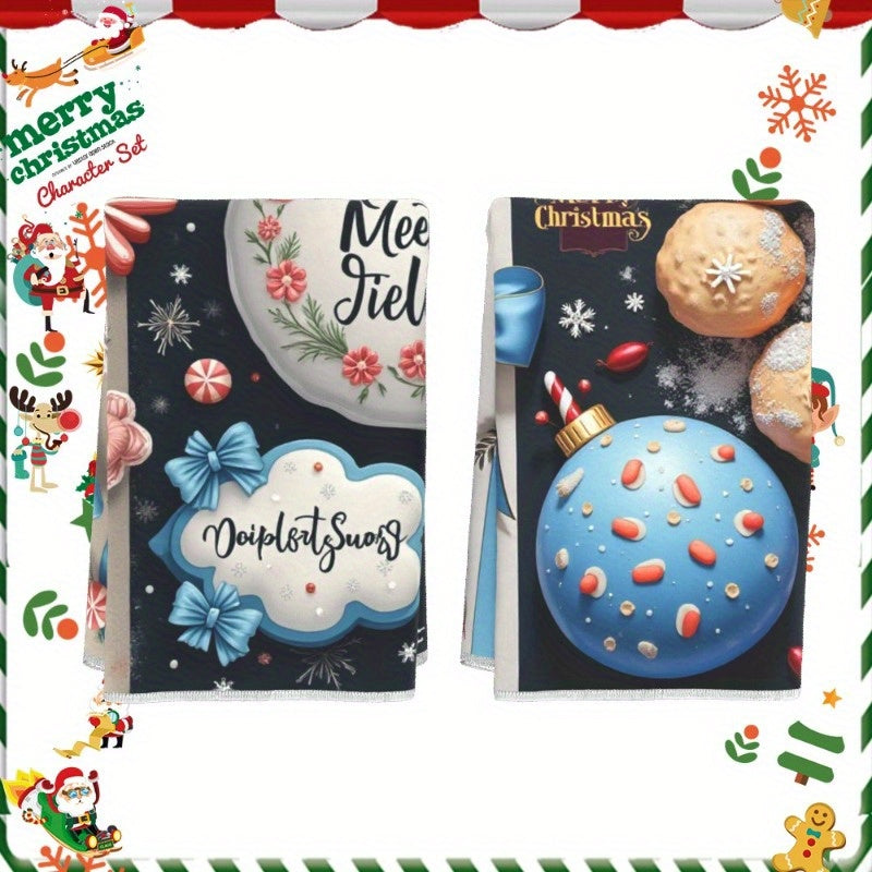 Juego de dos toallas de cocina navideñas 18x66cm decoración festiva alegría
