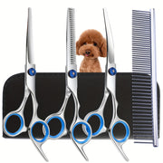 Stainless Steel Pet Grooming Scissors Set with Rounded Tips for Dogs and Cats