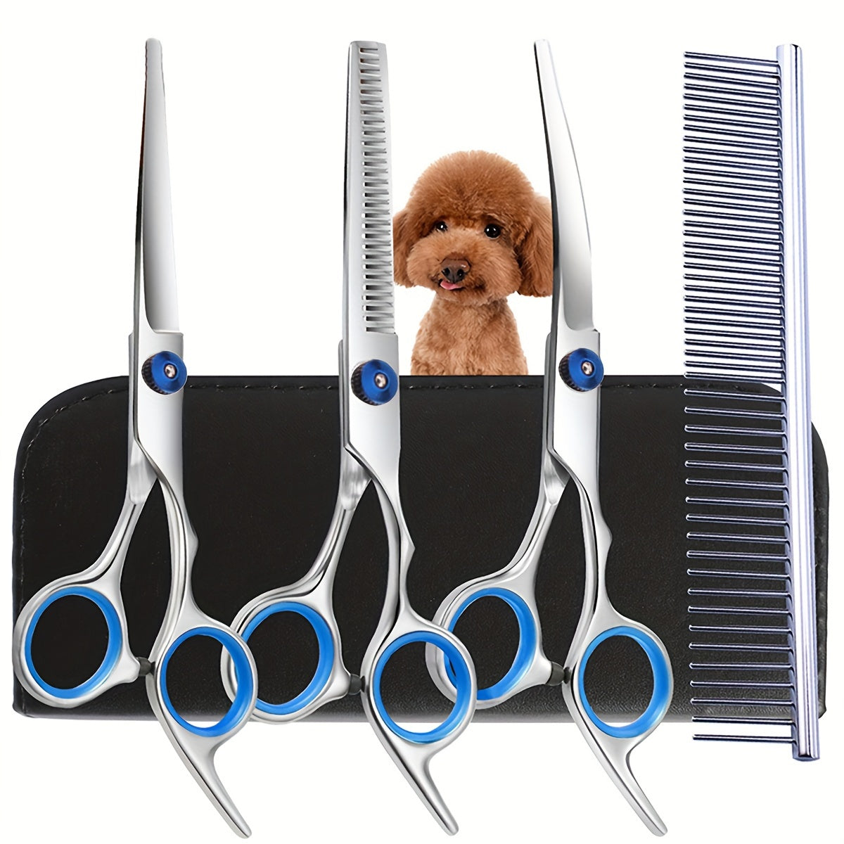 Stainless Steel Pet Grooming Scissors Set with Rounded Tips for Dogs and Cats