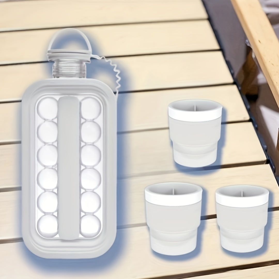 Unisex Folding Ice Maker and Water Bottle Set for Cocktails and Barbecue