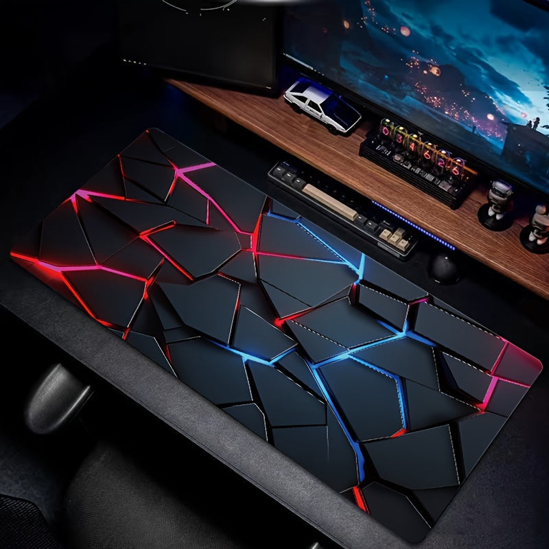90x40cm Rectangle Gaming Mouse Pad with Red and Blue Gradient Non-Slip Rubber Base
