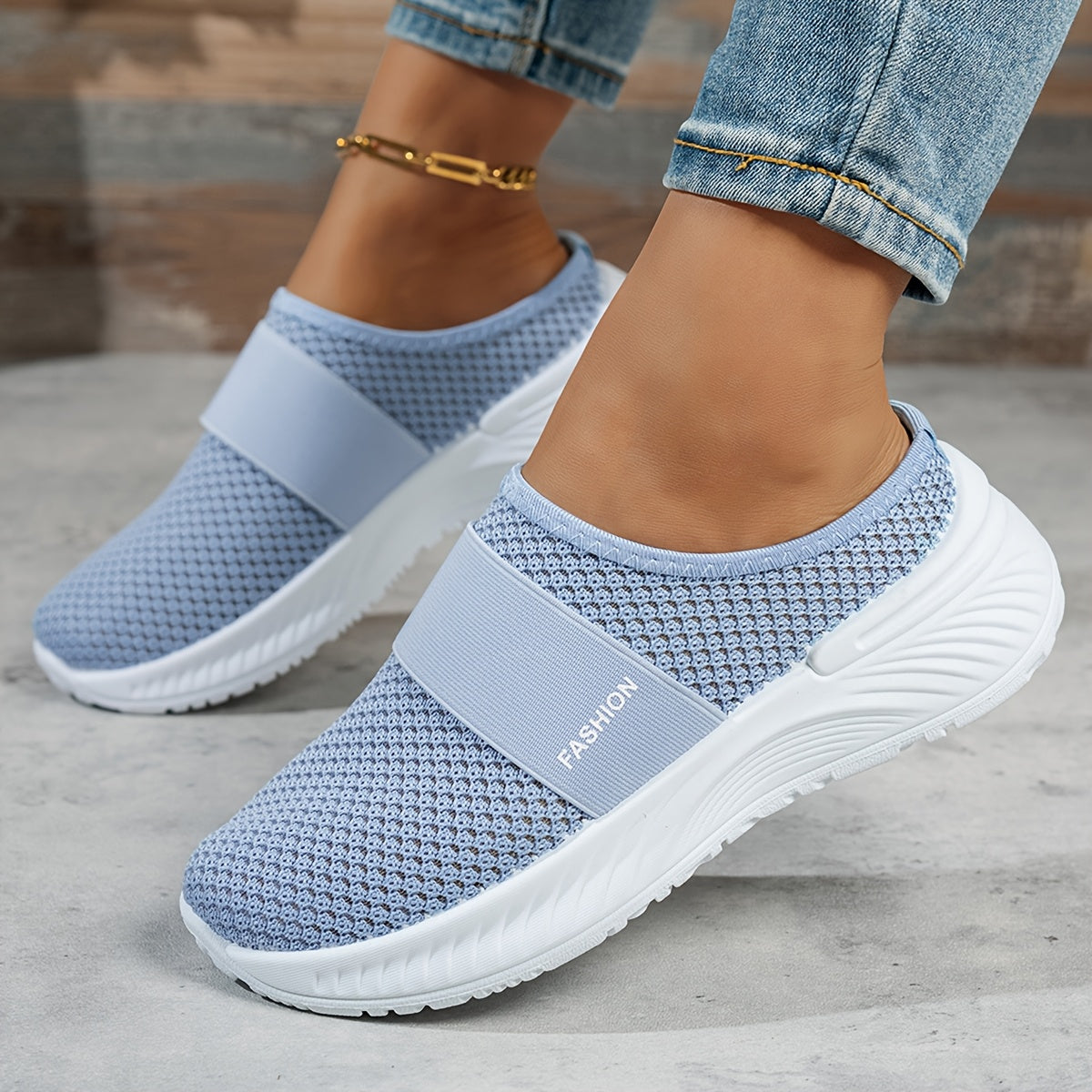 Women's Summer Slip-On Sneakers Breathable Mesh Low-Top Casual Shoes