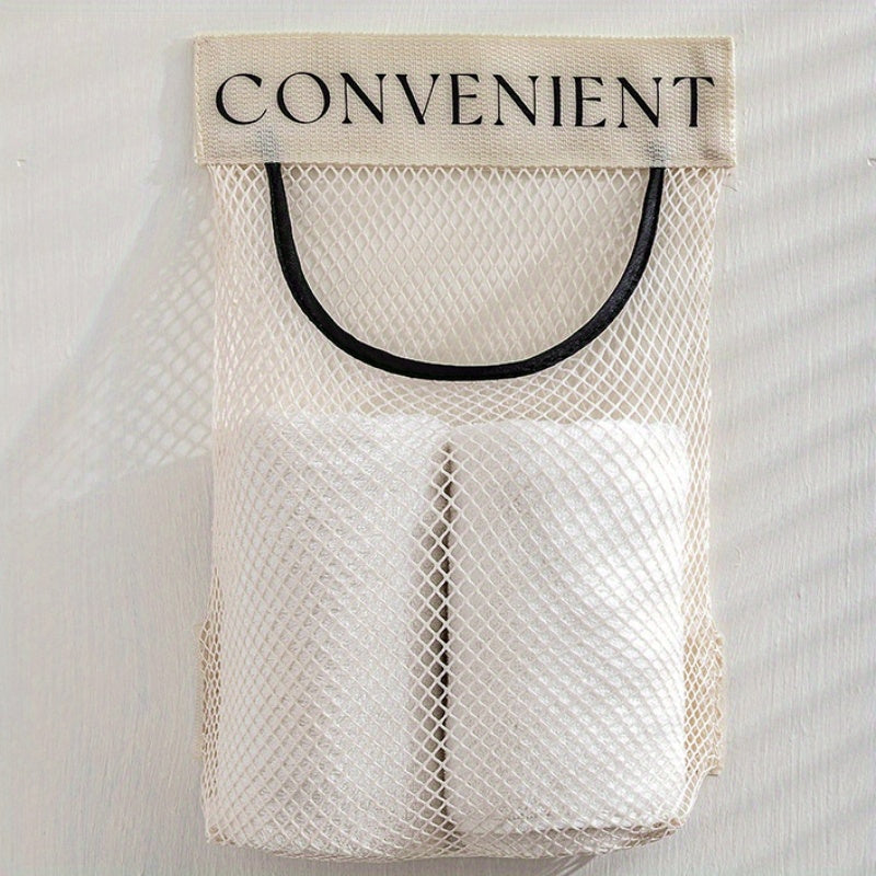 1 dona Yuqori elastik to'rli osma saqlash sumkasi tortish tugmasi bilan - turli xonalar uchun ko'p maqsadli tashkilotchisi. (Bej).