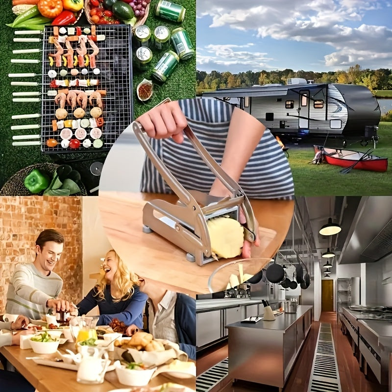 portativ qo'lda kartoshka kesgich elektrsiz, uyda turli sabzavotlarni bo'lish uchun zanglamaydigan po'latdan yasalgan qo'lda dizayni bilan, fransuzcha tayyorlash uchun ko'p funksiyali asbob bo'lib xizmat qiladi