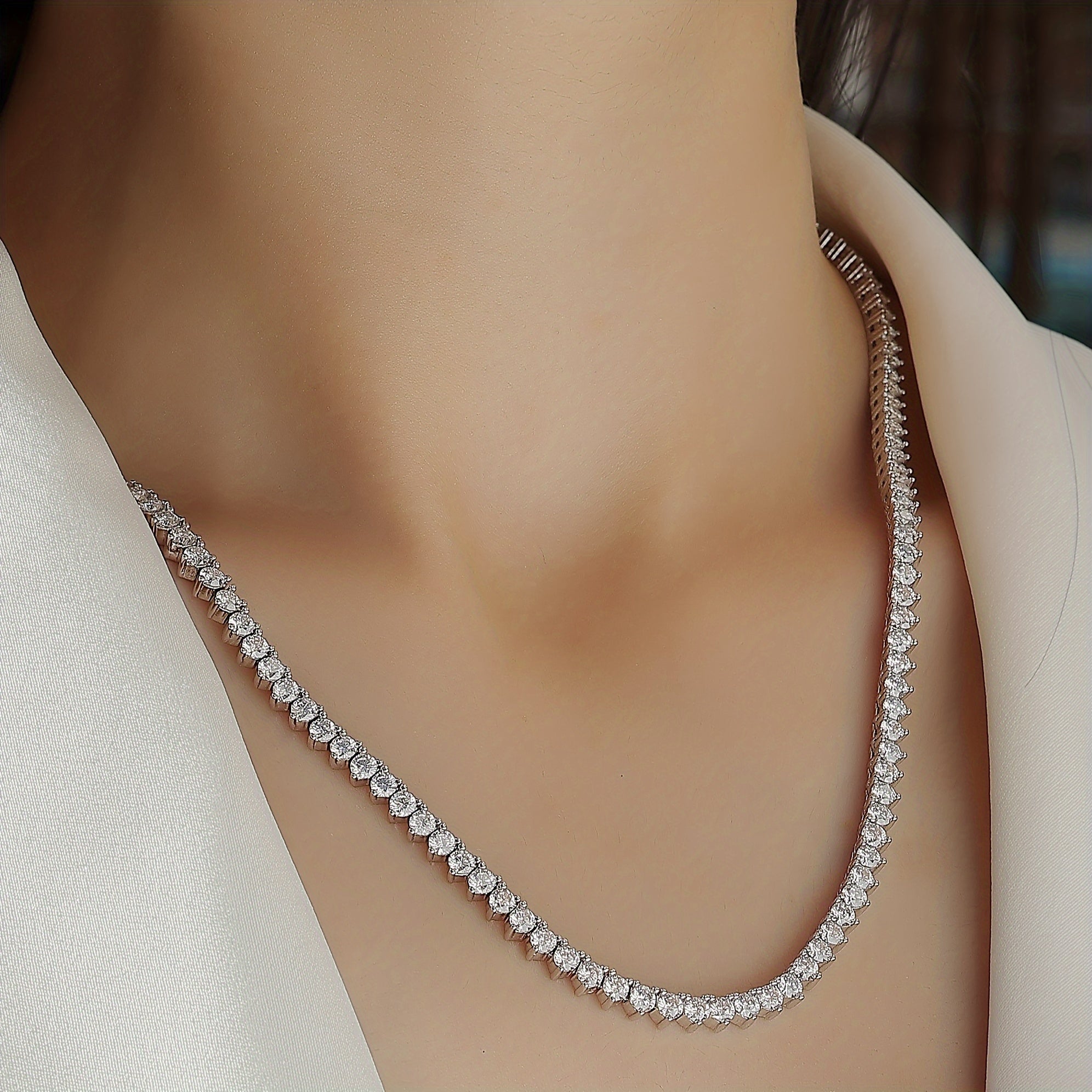 Sterling Silver Moissanite Necklace 17ct Gold Plated Wedding Engagement Jewelry