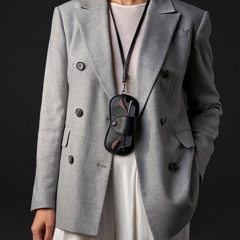 [Трендовая опция] Стильный чехол для очков из искусственной кожи с подвеской на шею для защиты модных очков - прочный противоударный дизайн для различных стилей, таких как модные очки, очки для близорукости и другие.