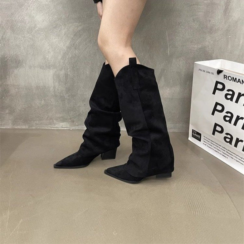 Women's Ankle Boots Faux Cover Pointed Toe Chunky Heel Formal Casual