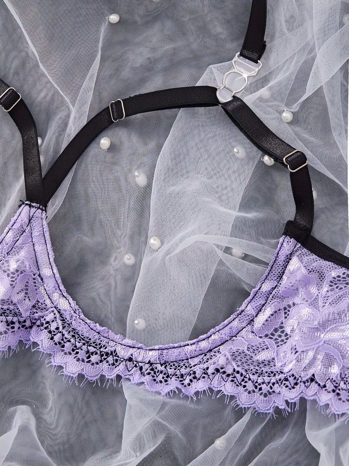 Women's Lace Satin Sexy Lingerie Set for Nightwear and Intimate Wear