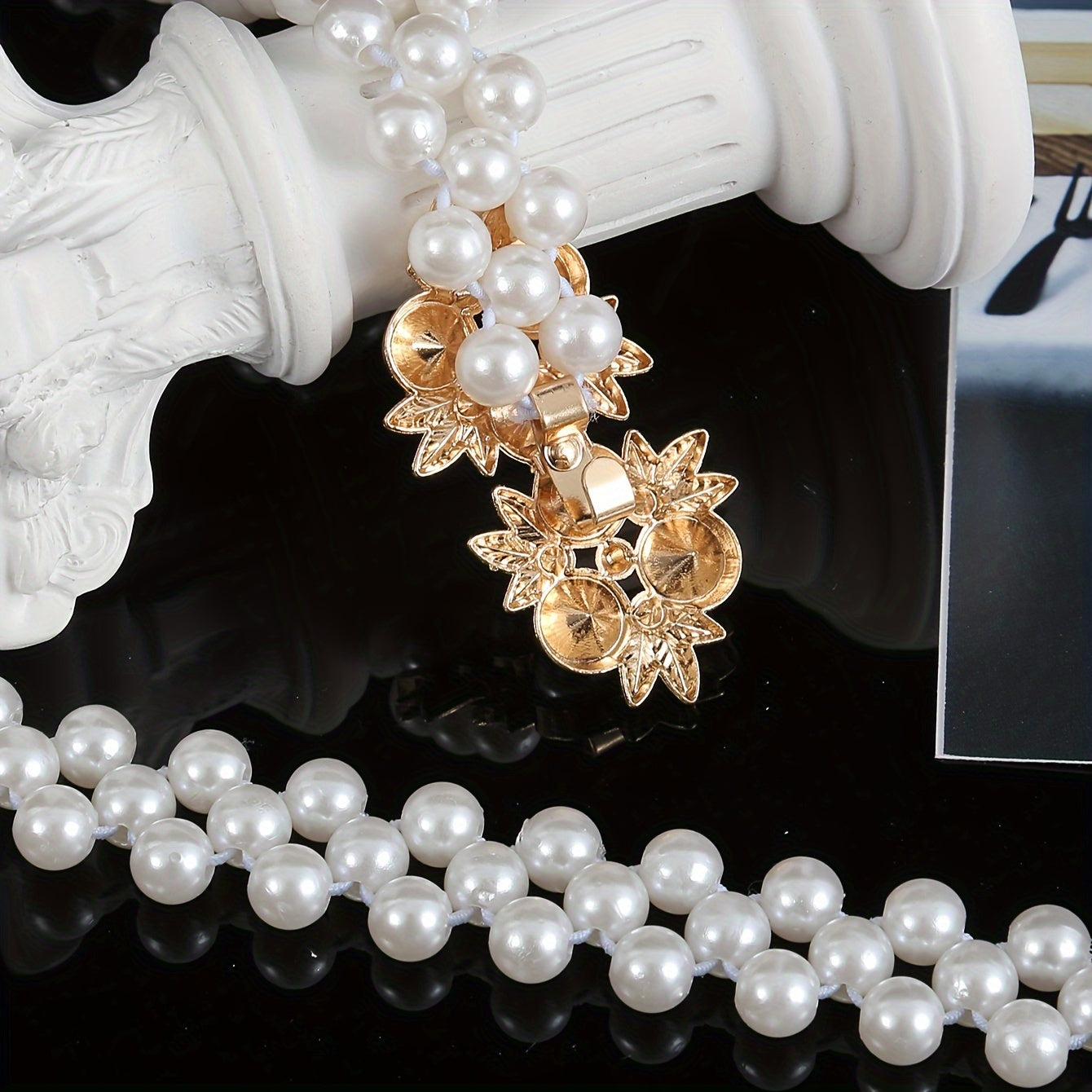 Women's Pearl Waist Chain Belt Elastic Jewelry for Dresses and Outfits