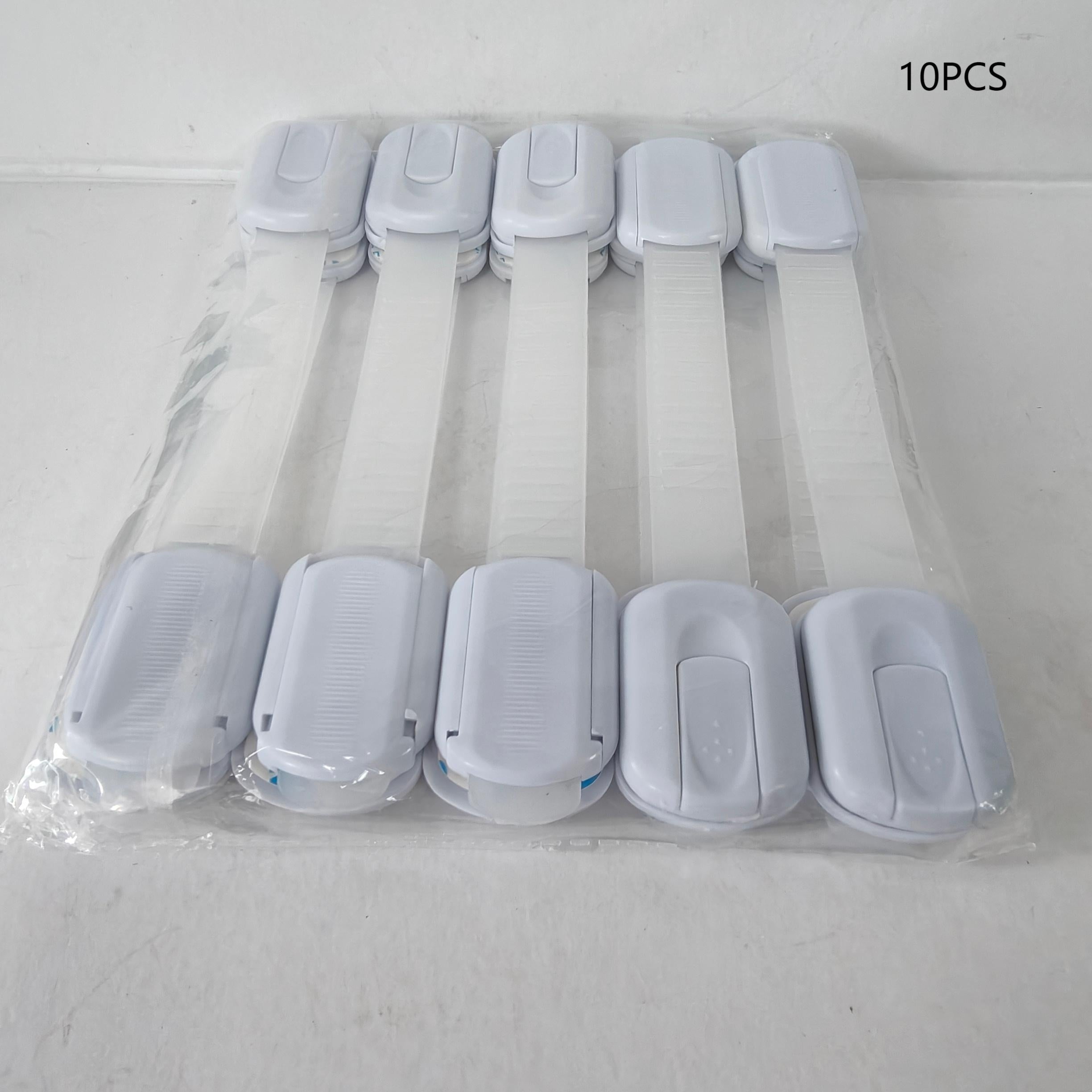 10 ta bolalar xavfsizlik shkaf kaliti va kamarlar, ftalatsiz, oq plastmassa