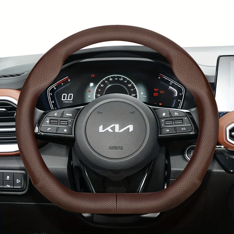 Universal Ultra-Thin Faux Leather Steering Wheel Cover Breathable Non-Slip