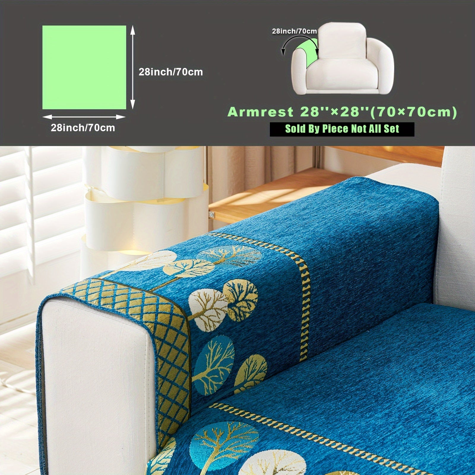 Bohemian Style Sofa Cover with Moonlight Forest Tree Pattern Non-Slip Machine Washable for Single to Quadruple Seat Sofas