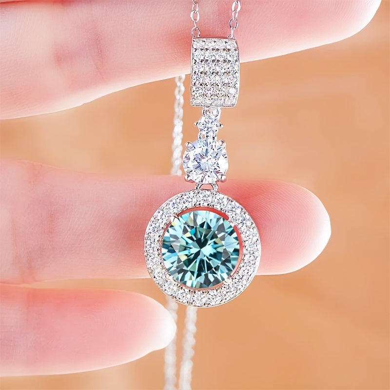 Moissanite Pendant Necklace 5 Carat 18K Gold Plated Sterling Silver Hypoallergenic Engagement Jewelry