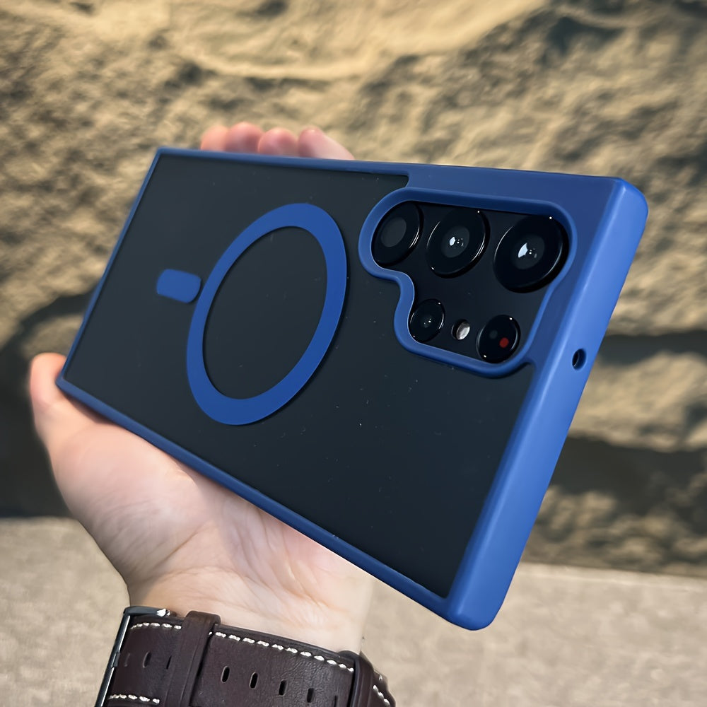 Transparent Magnetic Wireless Charging Shockproof Phone Case for Samsung Galaxy S24 S23 S22 Plus Ultra