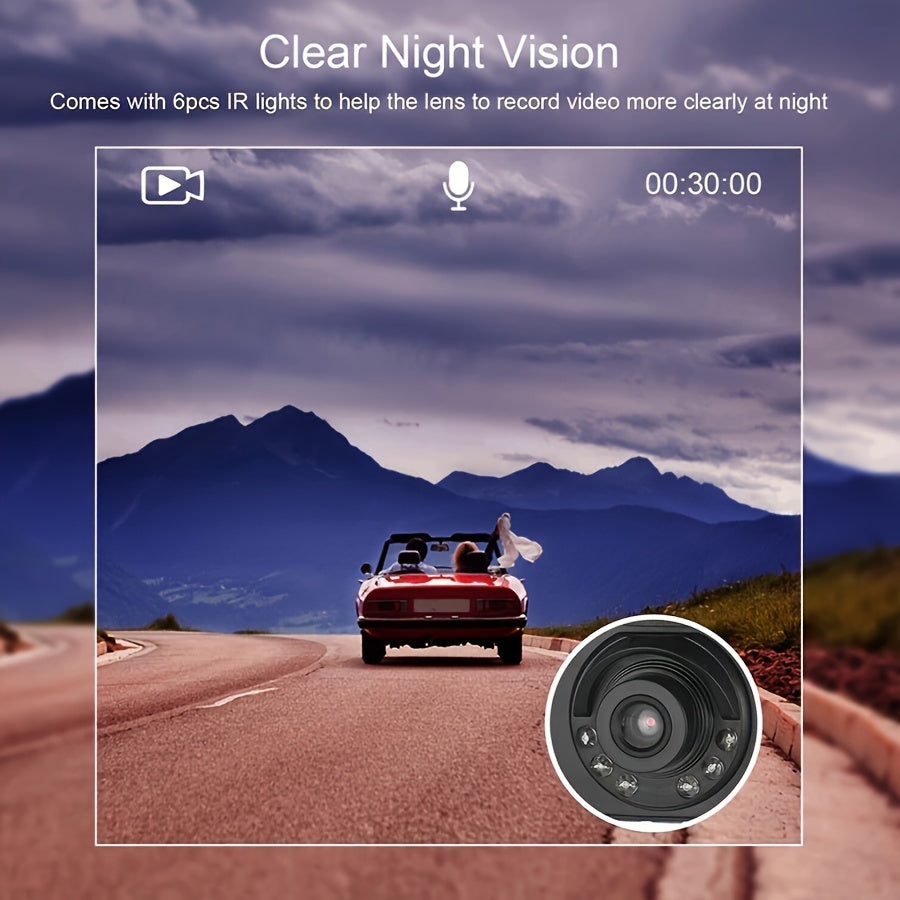 HD Dash Cam with Infrared Night Vision 1080P Loop Recording Wide-Angle Lens 6.1cm IPS Screen