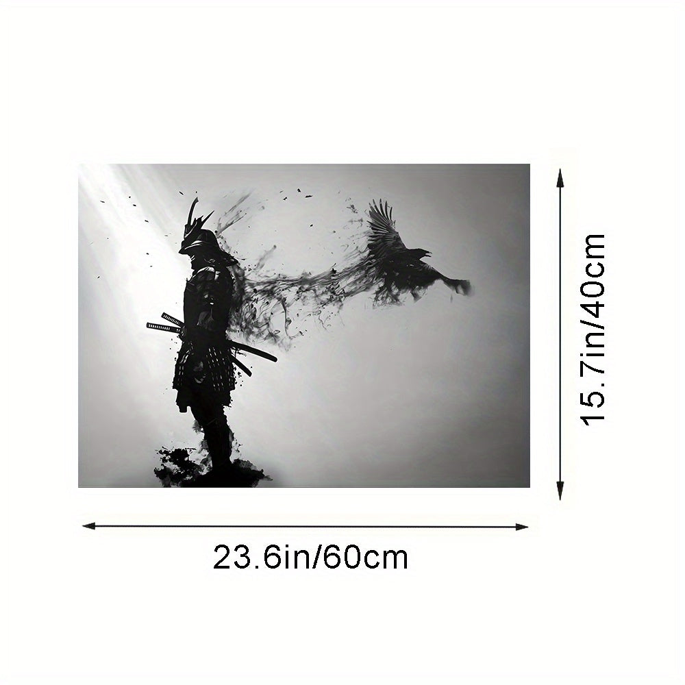 Black and White Japanese Samurai Wall Art Poster Canvas Painting for Living Room Decor