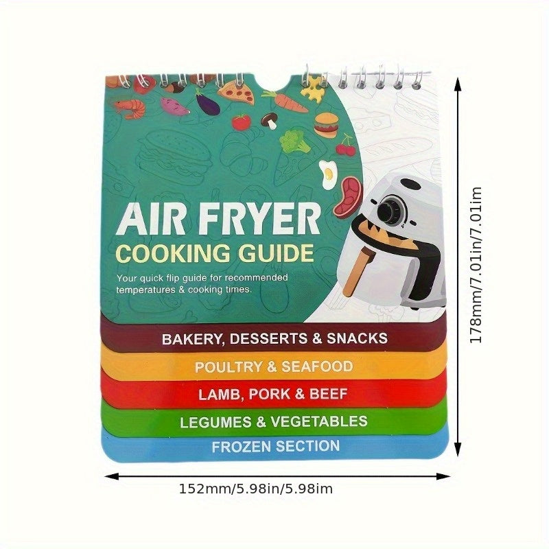 1-Shaxslik Pressure Cooker va Air Fryer Pishirish Qoʻllanmasi, Magnitli Cheat Sheet va Tez Referensli Retsept Kitobi bilan Turli Taomlar uchun, Elektrsiz Qogʻoz Oshxona Aksesuarlar