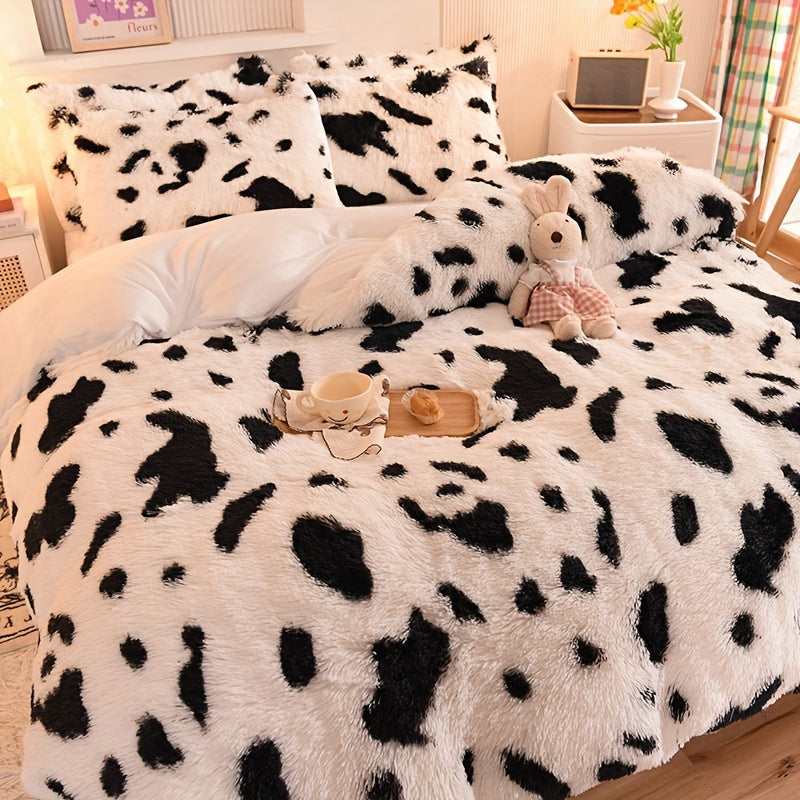 Conjunto de funda nórdica de felpa con estampado de leopardo, 3 piezas, ropa de cama de piel sintética, patrón animal, decoración de dormitorio