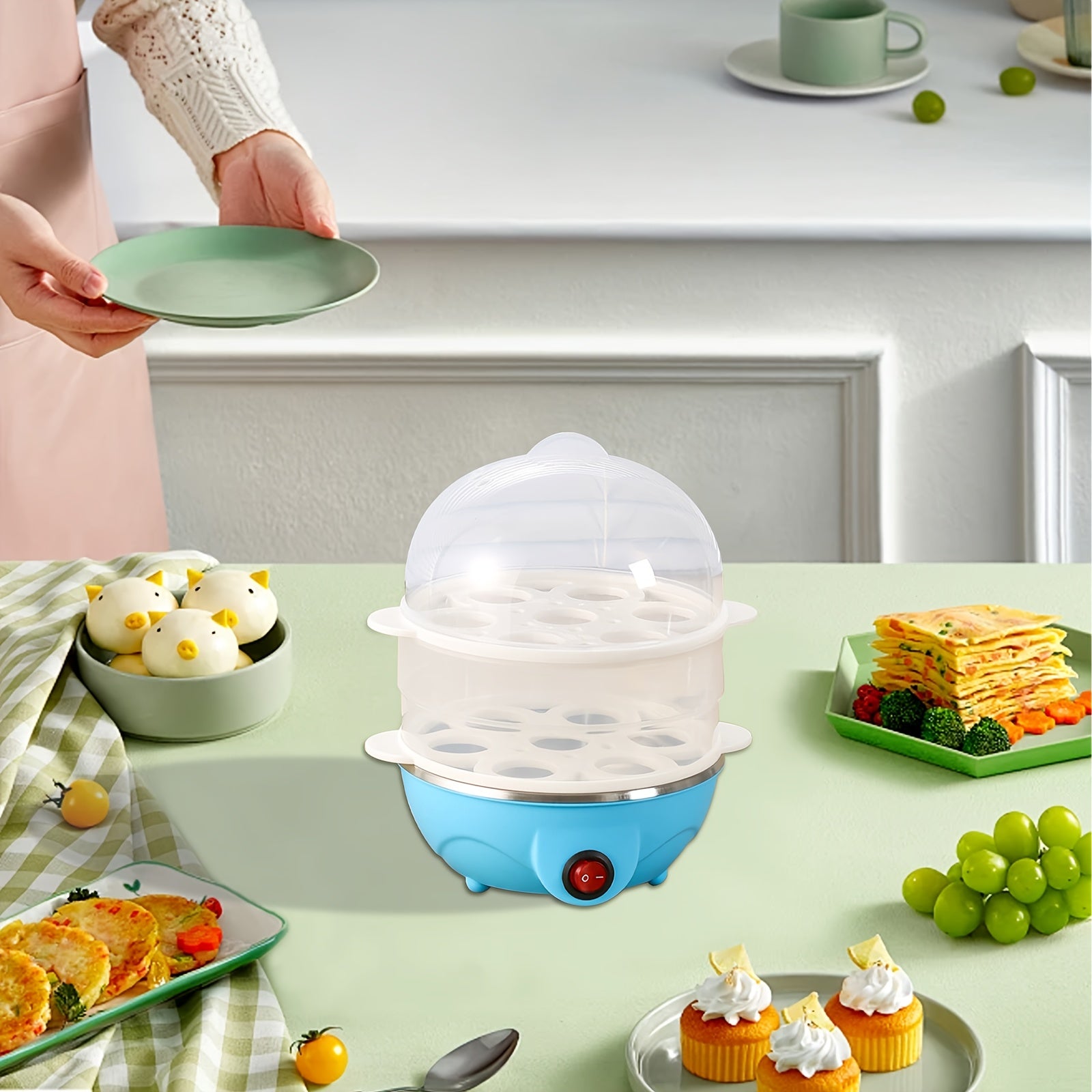 220V Elektrik Tuxum Qovurish Mashinasi, Avtomatik Quvvatni O'chirish va Ko'p Funktsiyali Rostdan Yasalgan Isitgich Plitasi bilan, Uy va Yotoqxona uchun. Anti-Qaynatish Dizayni, Shaffof Qopqoq bilan. Pishirish uchun ideal