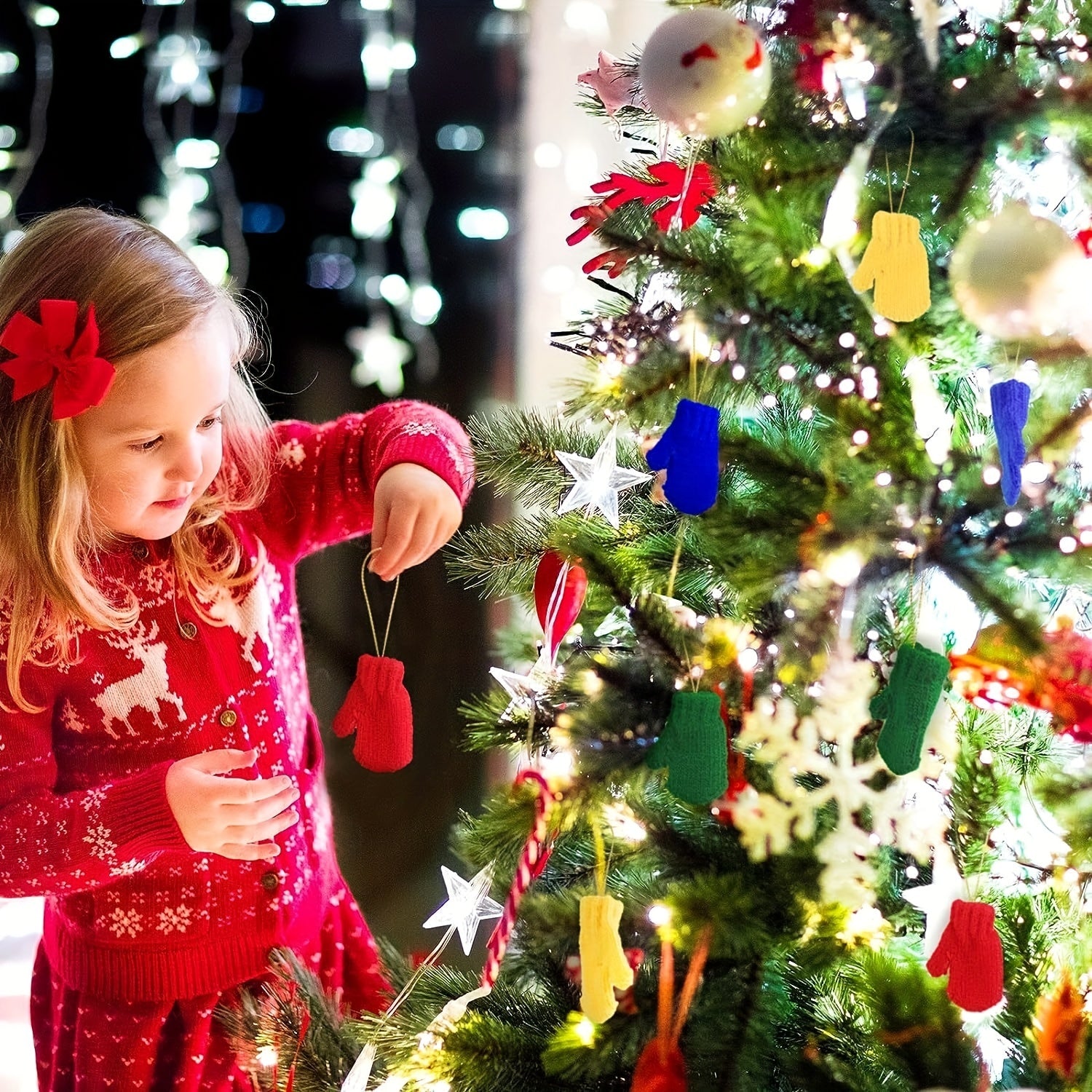 Guantes decorativos de Navidad en miniatura, adornos hechos a mano para el hogar y la oficina