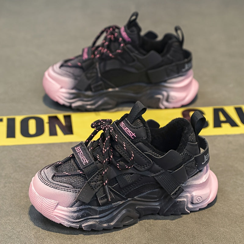 Kids Casual Winter Shoes with Fleece Lining Microfiber Synthetic Leather Mid Top for Boys and Girls