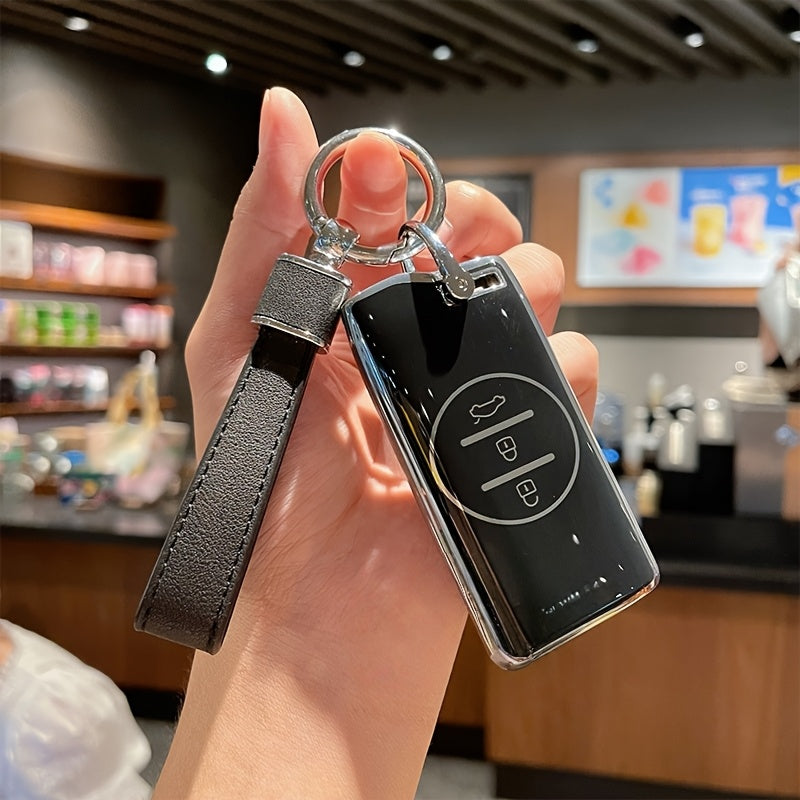 Universal TPU Car Key Fob Cover Durable Scratch-Resistant with Leather Buckle