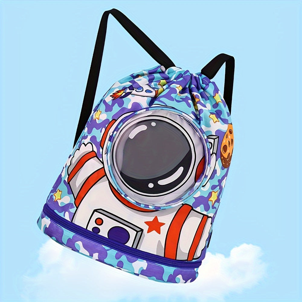 Purple Waterproof Sports and Travel Bag with Dry Wet Separation and Cartoon Design