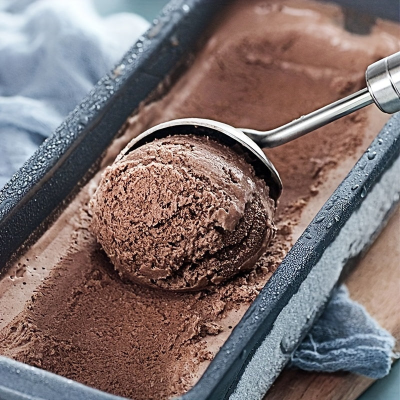 Stainless Steel Ice Cream Scoop with Wooden Handle for Cooking and Dining