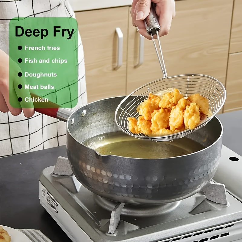 3 dona zanglamaydigan po'latdan yasalgan tarakcha to'plami, uzun tutqichlar bilan, oziq-ovqat uchun xavfsiz skimmer qoshiq